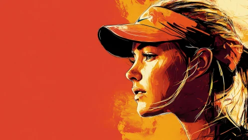 Digital painting profile portrait with dynamic warm palette.