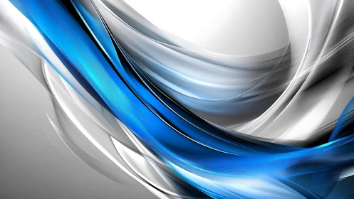 Dynamic blue and silver abstract waves in modern digital art.