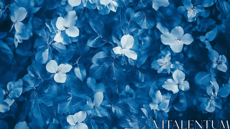 Monochromatic Blue Floral Composition with Shallow Depth of Field