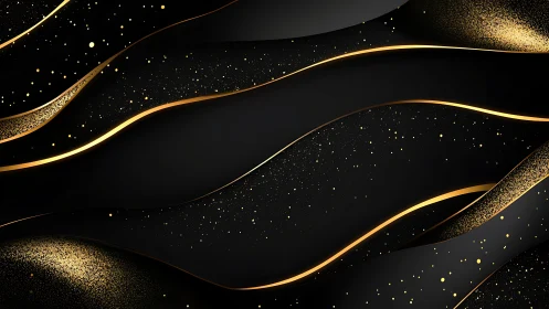 Golden waves of light drift across a calm black night