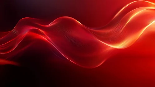Glowing red light waves flowing softly across the dark.