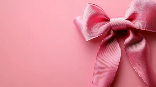 Layered Ribbon Bow on Monochromatic Pink Background.