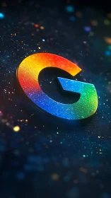 Google letter G logo glows with vibrant cosmic gradient.
