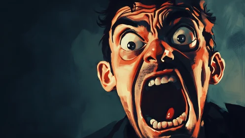 Wide-Eyed Howl In Neon Shadows, Panic Caught Mid-Scream.