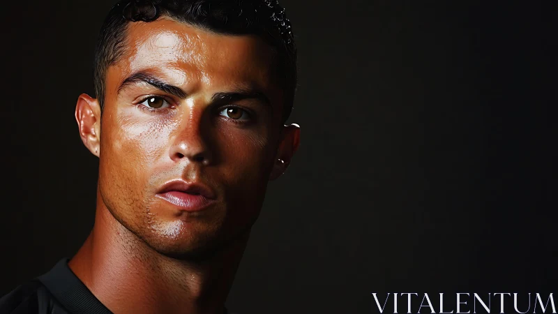 Intense male portrait under sharp directional studio light.