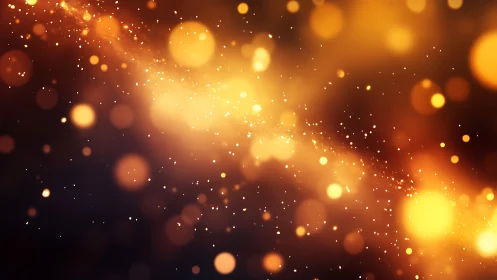 Golden lights drift gently through a softly glowing night