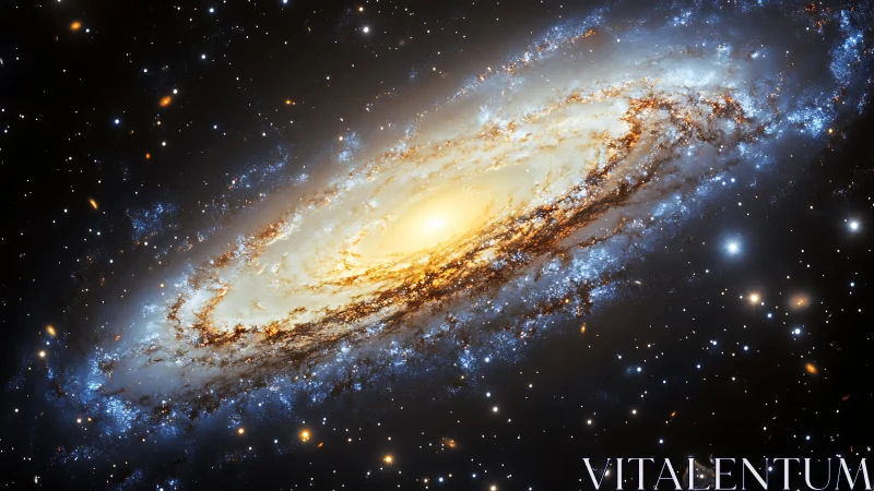 Spiral galaxy core glowing amid dense star field in space.