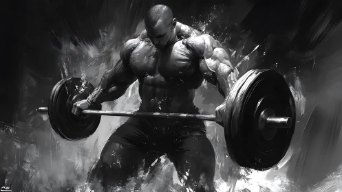 Muscular athlete performing heavy barbell curl exercise.