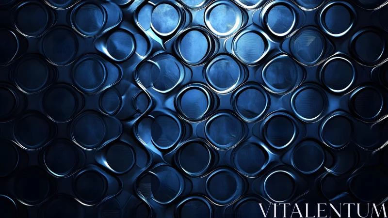 Abstract metallic blue circles pattern with 3D effect and modern style.