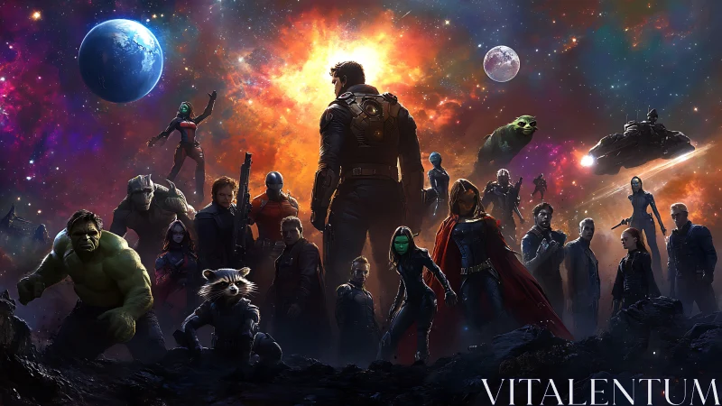 Cosmic superheroes unite before burning galactic nebula