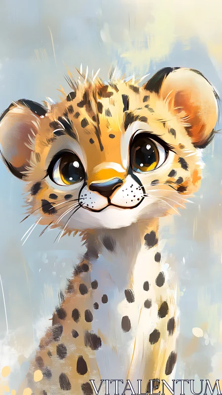 Adorable Spotted Leopard Cub with Bright, Curious Eyes