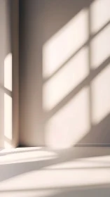 Sunlit corner wall with strong soft window shadows.