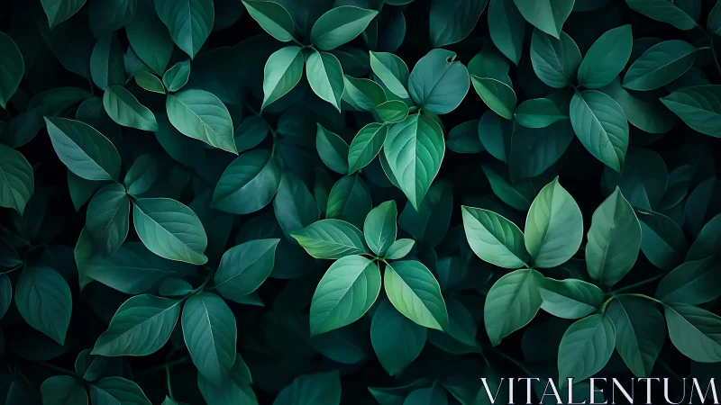 Green foliage pattern with overlapping tropical leaves.