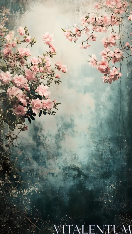 Romantic Botanical Garden Reverie: Aged Texture and Soft Pastels.