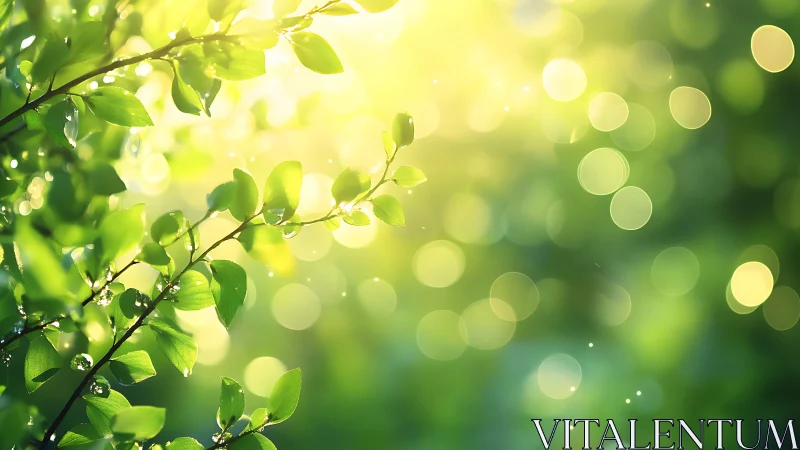 Morning sun paints jeweled leaves in soft bokeh haze