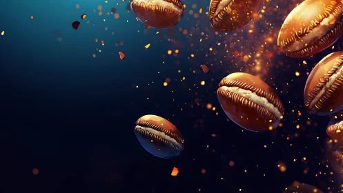 Cosmic caramel cookies drift through a glittering night sky.