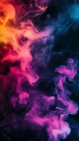 Multicolor vapor plumes against dark background surface.