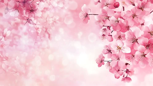 Cherry blossom composition with layered depth-of-field and soft bokeh rendering