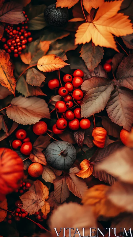 Rich autumn berries and leaves create a warm seasonal tapestry