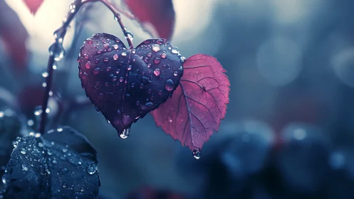 Heart-Shaped Leaves Glisten with Morning Dewdrops