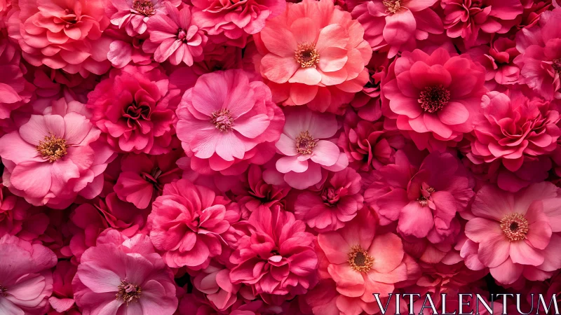 Vibrant Pink Floral Blooms Cascade in Densely Layered Garden Display.