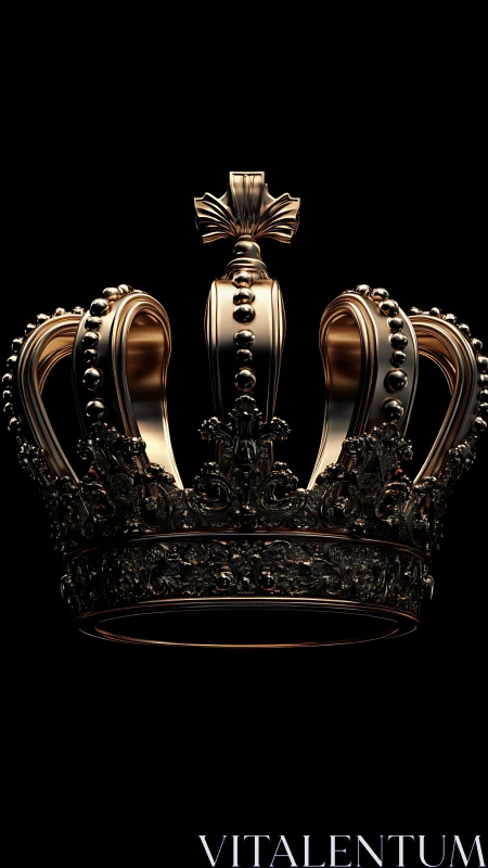 Gilded royal crown rendered in dramatic side lighting.
