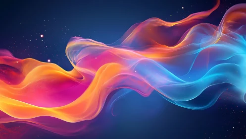 Luminous spectral waves flowing across deep cosmic blue.