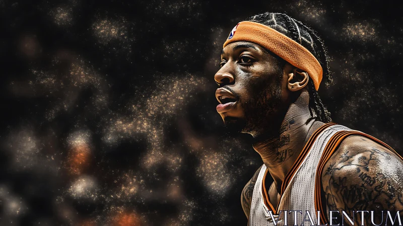 Basketball player portrait shows focused side profile pose