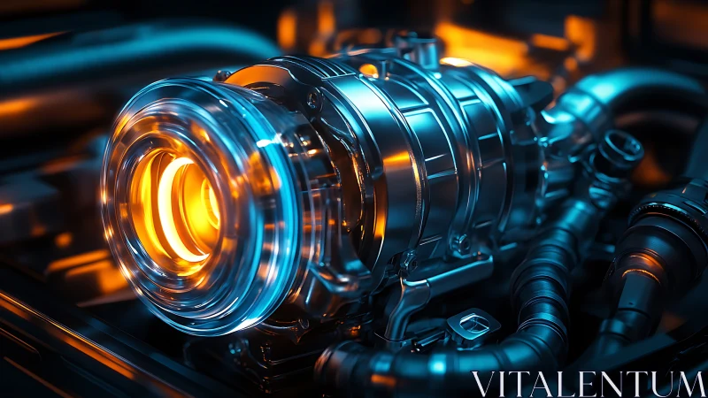 Luminous turbo reactor ignites a neon‑lit mechanical heart.