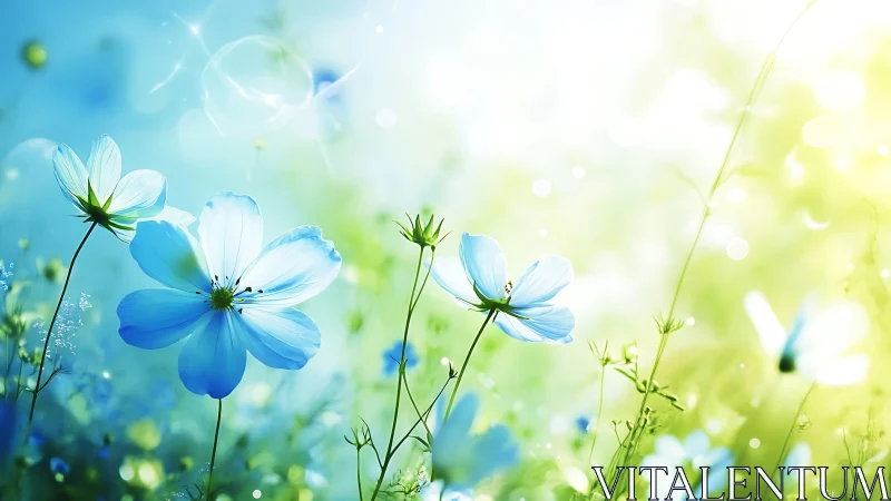 Delicate Cosmos Flowers Basking in Sunlight and Dreams.