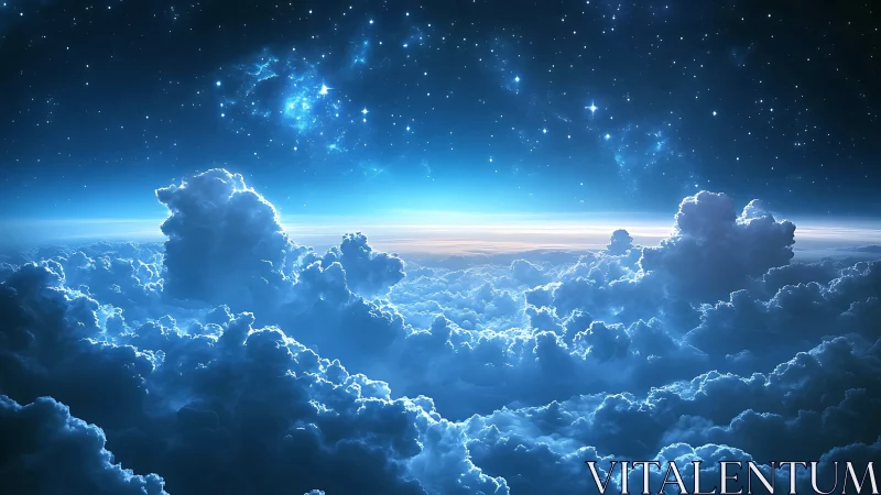 Celestial cloudscape under luminous galactic night sky.
