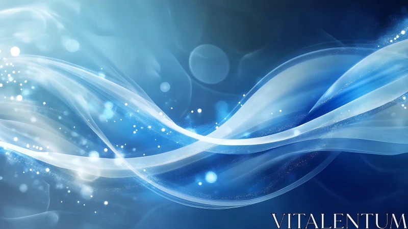 Abstract luminescent blue energy waves form dynamic motion field