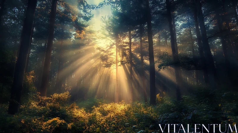 Cathedral Light Beams Pierce Dense Forest Canopy