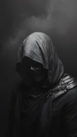 Hooded figure in dark armor with obscured facial features.