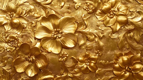 Gilded Botanical Symphony: Three-Dimensional Floral Embossment.