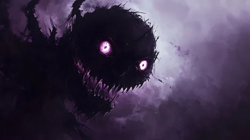 Midnight voidling grins wide, carved from violet storm