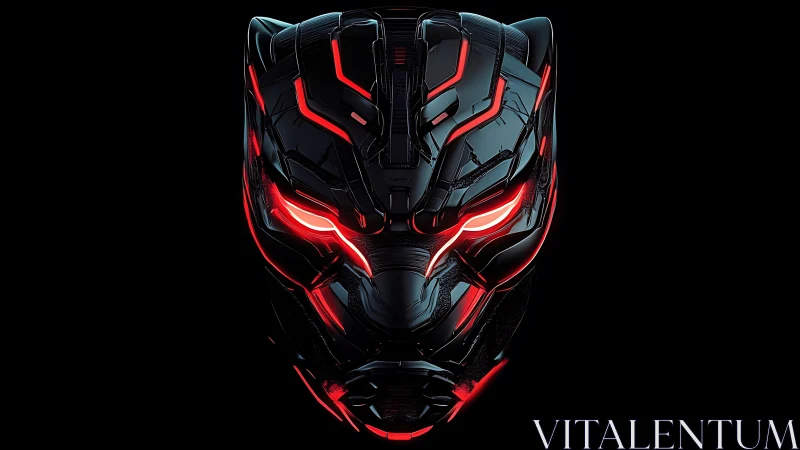 Neo-panther cyber helmet glows with fierce red energy