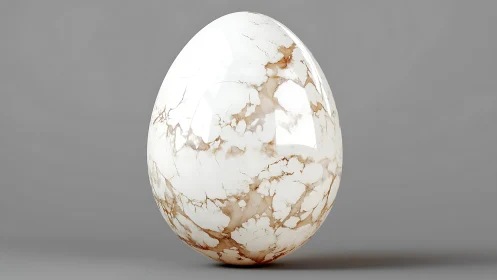 Polished marble-textured egg stands against neutral backdrop
