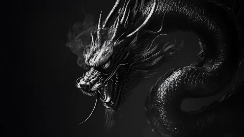 Midnight serpent coils from smoke and carves light from shadow