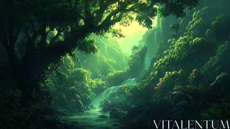 Luminescent Gorge: Where Verdant Dreams Flow.