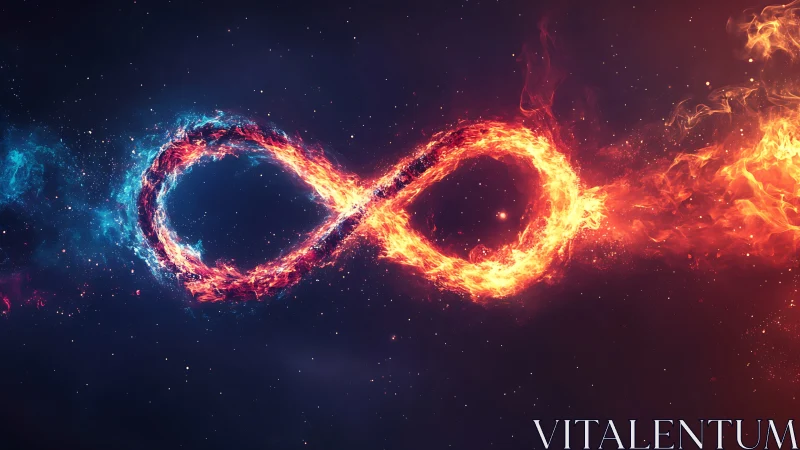 Fiery cosmic infinity loop contrasts blue nebular plasma