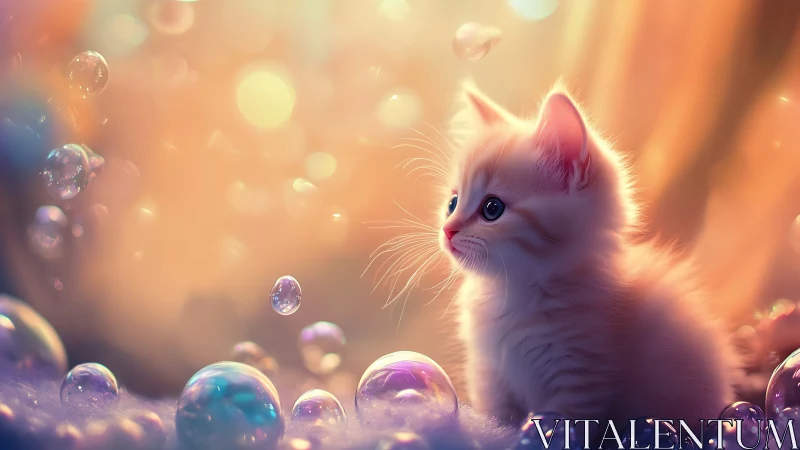 Luminescent Kitten: Digital Fantasy Portrait with Bokeh.