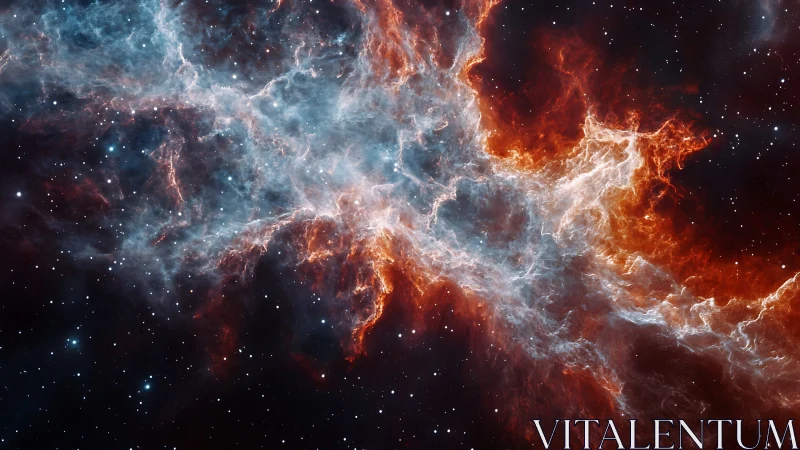 Nebula river of fire and frost unraveling across deep space.