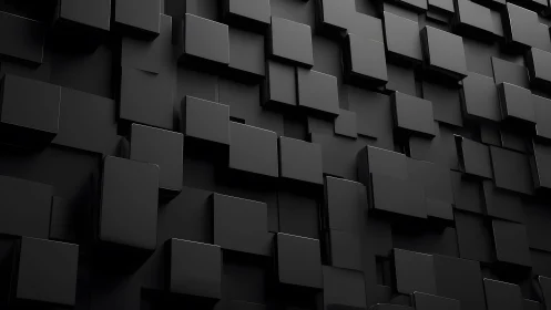 3D Abstract Black Cubes Pattern with Modern Minimalist Style.