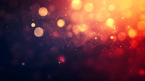 Glowing abstract bokeh lights on dark gradient background.
