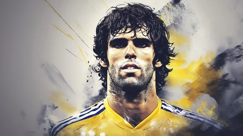 Stormlit football icon rising from splashed yellow thunder.