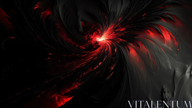 Radial red fractal vortex forms in high-contrast turbulent flow field