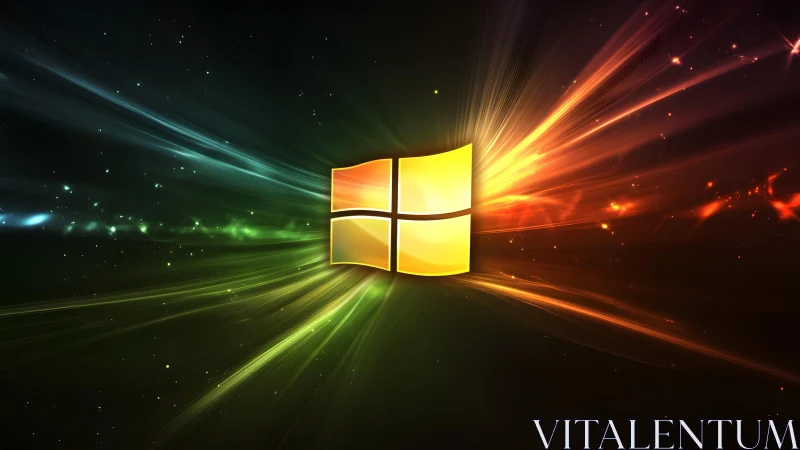 Vibrant Windows Logo on Abstract Light Burst Digital Background.