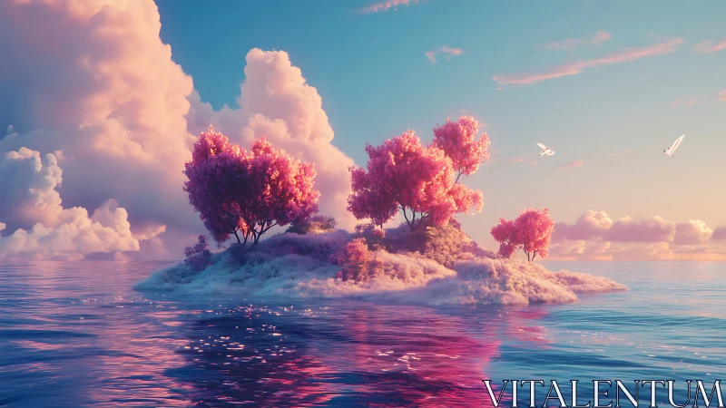 Magenta Arbors Float on Lavender Seas.