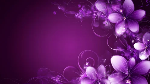 Luminescent Purple Floral Morphology: Gradient Digital Rendering with Translucent Petals